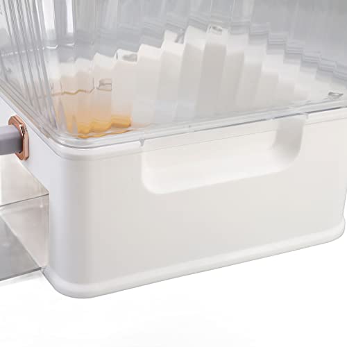 Grain Storage Box, 11kg Transparent Rice Storage Container One Button Press Rice Dispenser Sealed Dry Food Bucket for Home Kitchen (White) (Color : White)