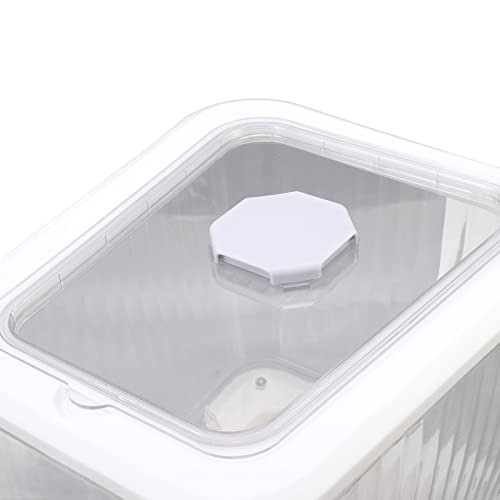 Grain Storage Box, 11kg Transparent Rice Storage Container One Button Press Rice Dispenser Sealed Dry Food Bucket for Home Kitchen (White) (Color : White)