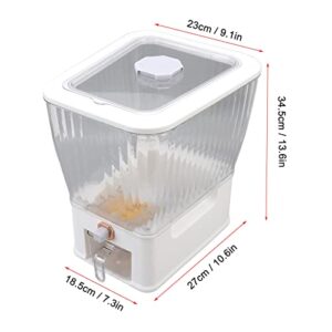 Grain Storage Box, 11kg Transparent Rice Storage Container One Button Press Rice Dispenser Sealed Dry Food Bucket for Home Kitchen (White) (Color : White)