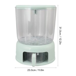 Food Dispenser | 12KG Large Capacity Grain Storage Container | 360° Rotatable | 6 Grid Dry Food Storage Box with Lid | Ideal for All Beans, Barley, Millet, Rice (Green)