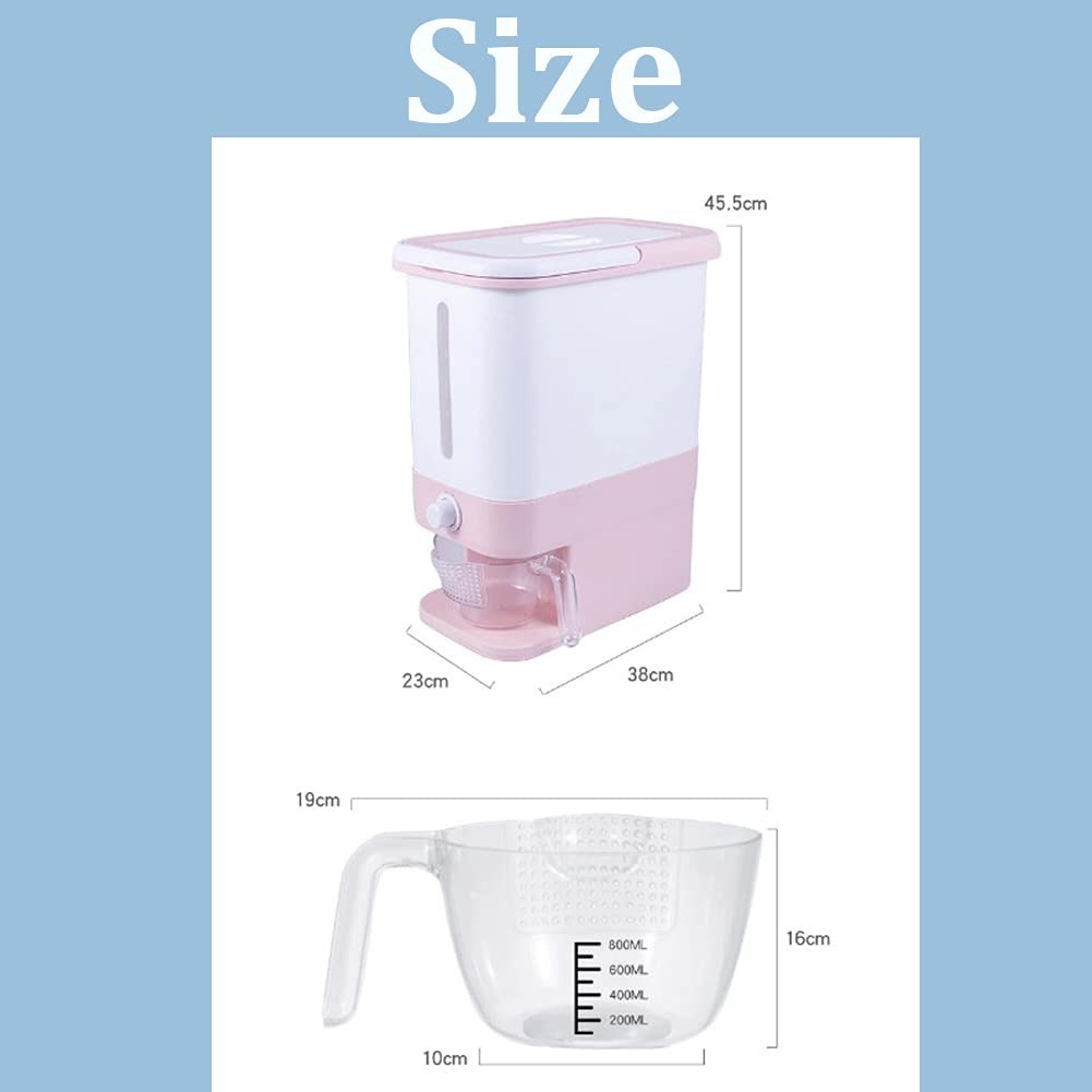 Creamoon WAQIA Rice Bucket Rice Storage Box Large Sealed Grain Container Grain Storage (pink)