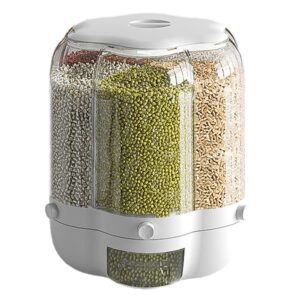 zsqsm rotating rice dispenser, rice dispenser 6 grid, rotatable sealed grain food storage box, one-click rice output, rice and grain storage container for home kitchen