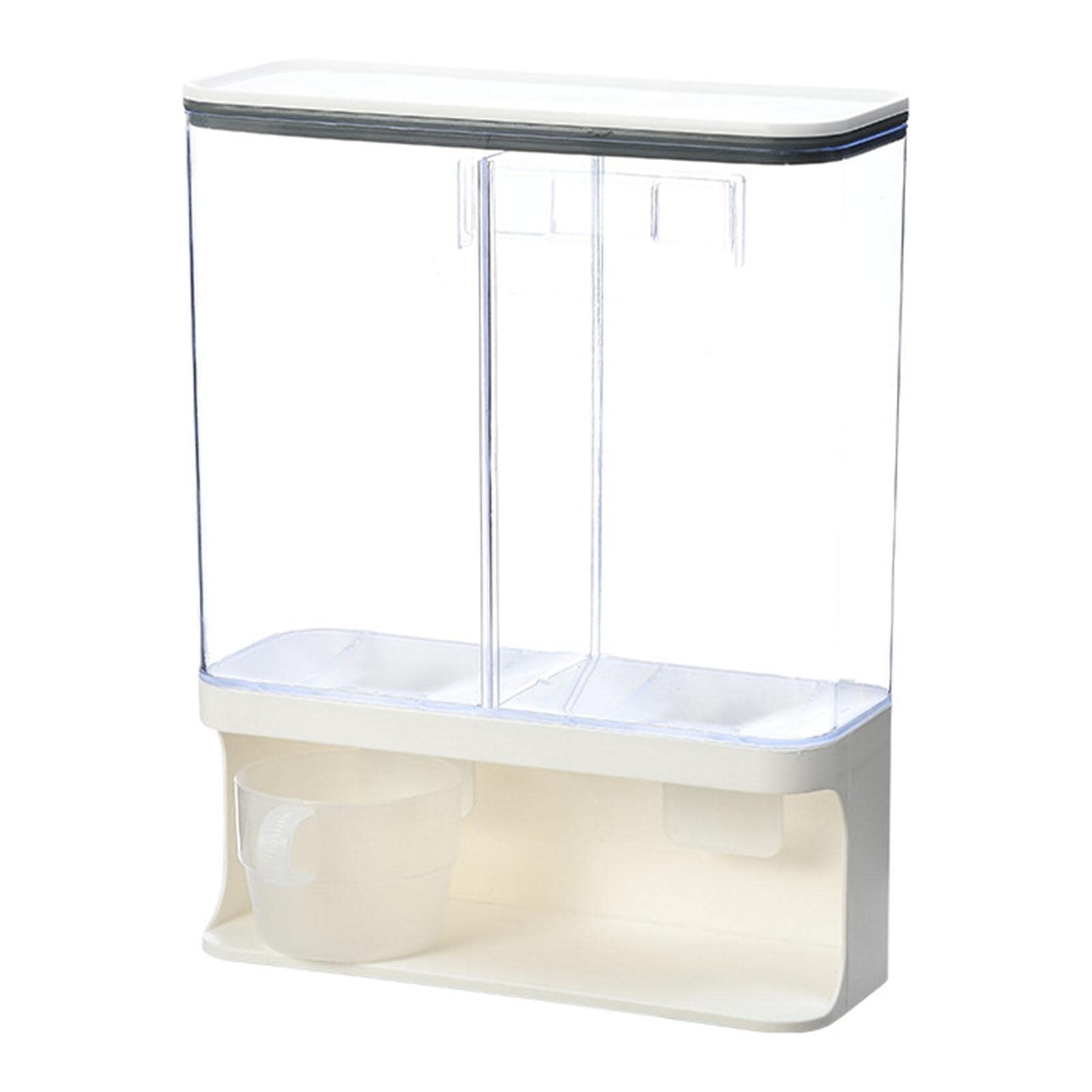 Wall-Mounted Dry Food Dispenser, Transparent Wall-Mounted Single Dry Rice Container Storage Box, with A Sealed lid, for Grain, Rice, Candy, Coffee Beans