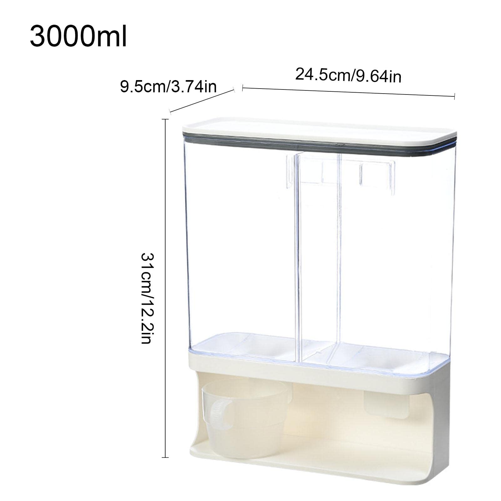 Wall-Mounted Dry Food Dispenser, Transparent Wall-Mounted Single Dry Rice Container Storage Box, with A Sealed lid, for Grain, Rice, Candy, Coffee Beans