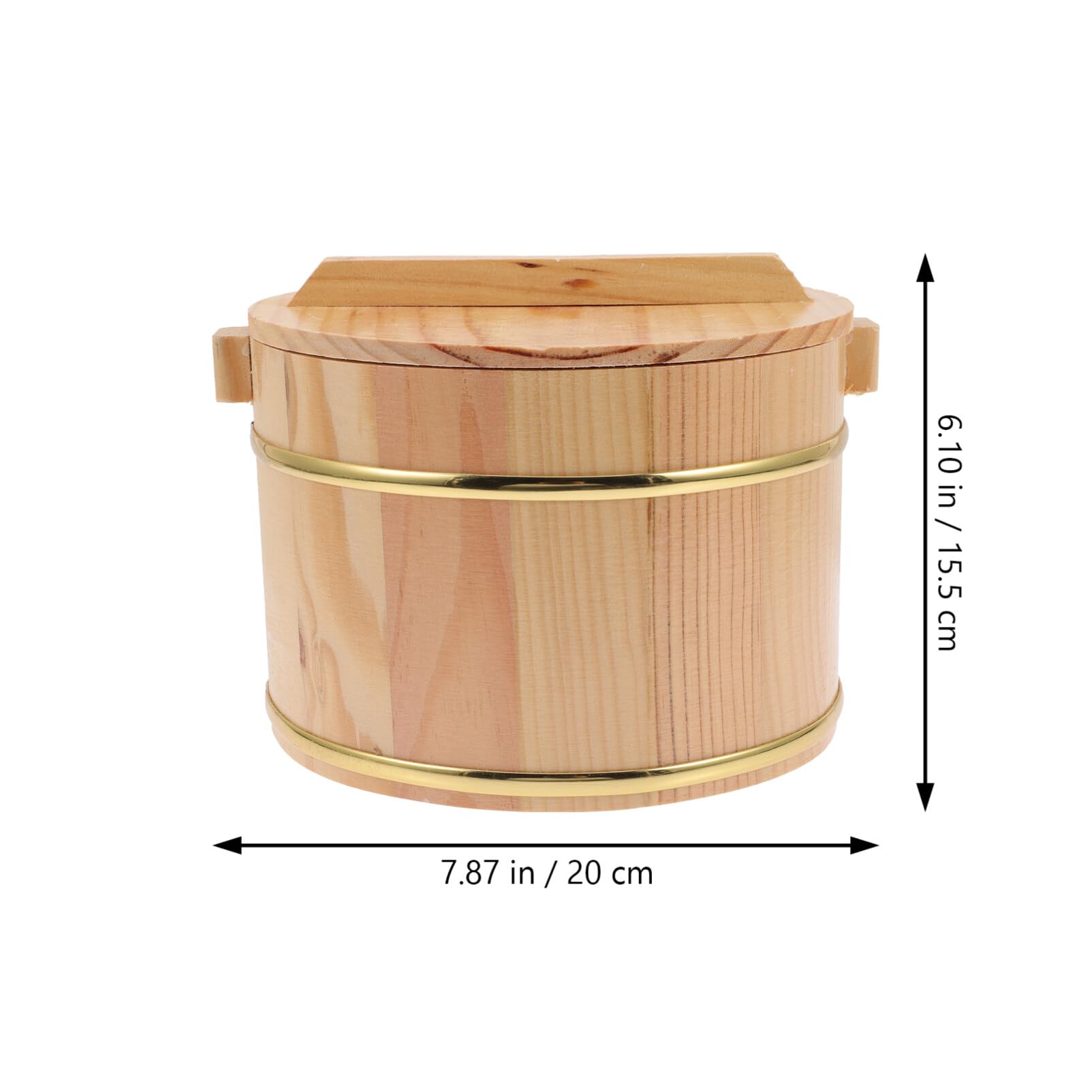 1 Set Cask Rice Cask Stainless Steel Containers Salad Containers Cake Containers with Lids Rice Storage Container Sushi Oke Rice Bowl Wooden Container with Cover Wooden Rice Bucket