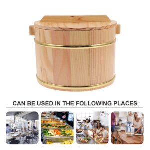 1 Set Cask Rice Cask Stainless Steel Containers Salad Containers Cake Containers with Lids Rice Storage Container Sushi Oke Rice Bowl Wooden Container with Cover Wooden Rice Bucket