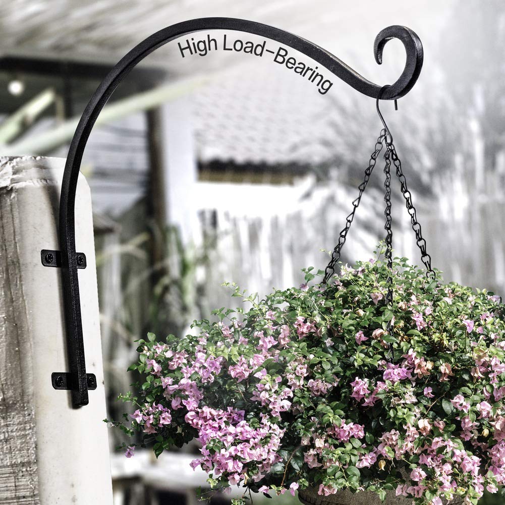 AJART Plant Hanger Bracket Outdoor: 16-Inch Metal Bird Feeder Wall Hook - Heavy Duty Plant Hanger Hooks for Hanging Flower Baskets