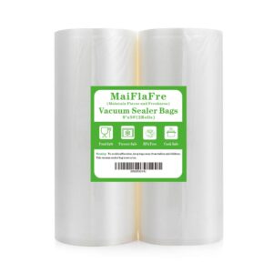 maiflafre 8x50 2 pack vacuum sealer bags rolls with commercial grade, bpa free, heavy duty, great for vac storage, meal prep or sous vide