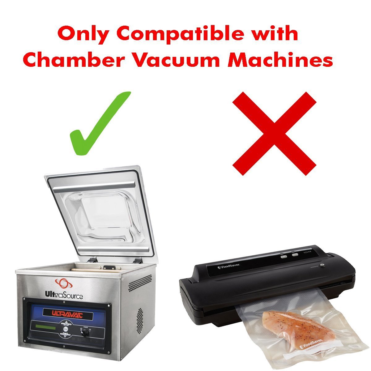 UltraSource - Chamber Machine Pouches 3 Mil Thickness, 5 x 9 inches, Pack of 1500 Vacuum Chamber Pouches, BPA-Free Pre-Cut Chamber Vacuum Sealer Bags with tear notch