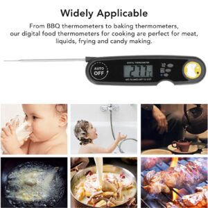 Food Thermometer, Quick Temperature Measurement, Calibration Function, Foldable Probe, Meat Thermometer Probe, Reading, IP67 Waterproof for Kitchen (Black)