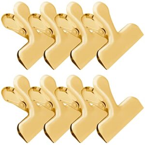 Funfery 8 Pack 3 Inch Stainless Steel Gold Chip Clips Bag Clips Large Clips for Food Packages,Food Clip Kitchen Clips for Snack,Home&Office Clips for Paper,Strong Metal Chip Snack Clips Heavy Duty