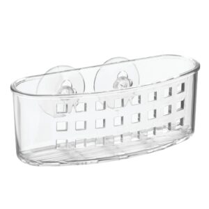 iDesign Plastic Sponge Holder Suction Cups Ideal for Kitchen Sinks and Bathroom Organization, 6.5" x 2.5" x 2.5", Clear