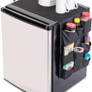 Smart Design Mini Fridge Organizer – 12 Pockets, Black, 53.5 x 12 in. – Durable Mini Fridge Organization and Storage Holds Pantry Goods, Utensils & More – Great for Office or Dorm Fridge Organization