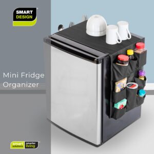 Smart Design Mini Fridge Organizer – 12 Pockets, Black, 53.5 x 12 in. – Durable Mini Fridge Organization and Storage Holds Pantry Goods, Utensils & More – Great for Office or Dorm Fridge Organization