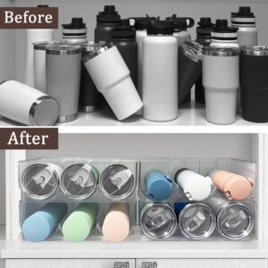 HOMECOR Water Bottle Organizer, Stackable Kitchen Home Pantry Organization and Storage Shelf, Plastic Holder Rack for Cabinet Fridge Flask Tumbler Travel Mug Cup 12-bottle