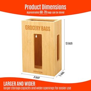 Libreshine Extra Large Grocery Bag Organizer Under Sink, Plastic Bag Holders for Grocery Bags Cabinet, Bamboo Grocery Bag Holder Wall Mount