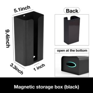 Magnetic Suction Plastic Bag Holder - Grocery Bag Dispenser - Wide Opening Plastic Bag Tissue Storage Device Without Installation - Fingerprint Resistant (Black)