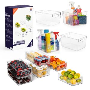 clearspace plastic storage bins – perfect kitchen organization or pantry storage – fridge organizer, pantry organization and storage bins, cabinet organizers