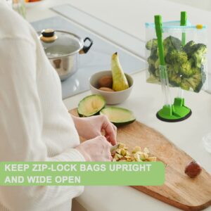 12 Pack Baggy Rack Stand Adjustable Freezer Bag Holder Stand Ziplock Bag Holder for Filling With No Food Spills or Kitchen Mess (Green)