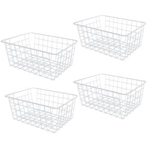 4 pack deep freezer organizer bins stackable wire basket for organizing metal wire storage baskets for pantry, freezer baskets for chest freezer, upright freezer
