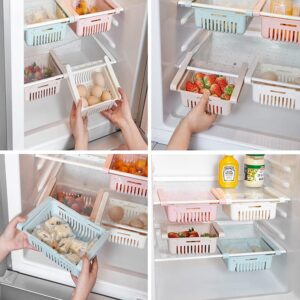 4 Pack Fridge Drawer Organizer Refrigerator Drawers For Shelves - Adjustable Kitchen Organizer With Pull Out Storage Rack Box - Sliding Partition Fridge Hanging Organizer