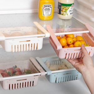 4 Pack Fridge Drawer Organizer Refrigerator Drawers For Shelves - Adjustable Kitchen Organizer With Pull Out Storage Rack Box - Sliding Partition Fridge Hanging Organizer