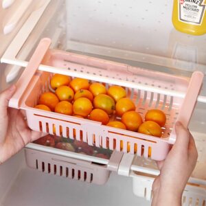 4 Pack Fridge Drawer Organizer Refrigerator Drawers For Shelves - Adjustable Kitchen Organizer With Pull Out Storage Rack Box - Sliding Partition Fridge Hanging Organizer