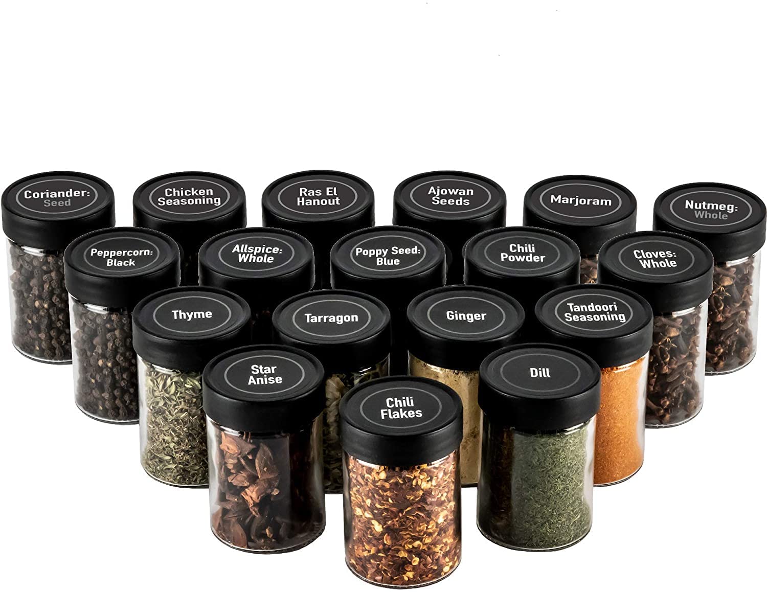 AllSpice 3” Glass Spice Jars 3 fluid ounces- 18 pack