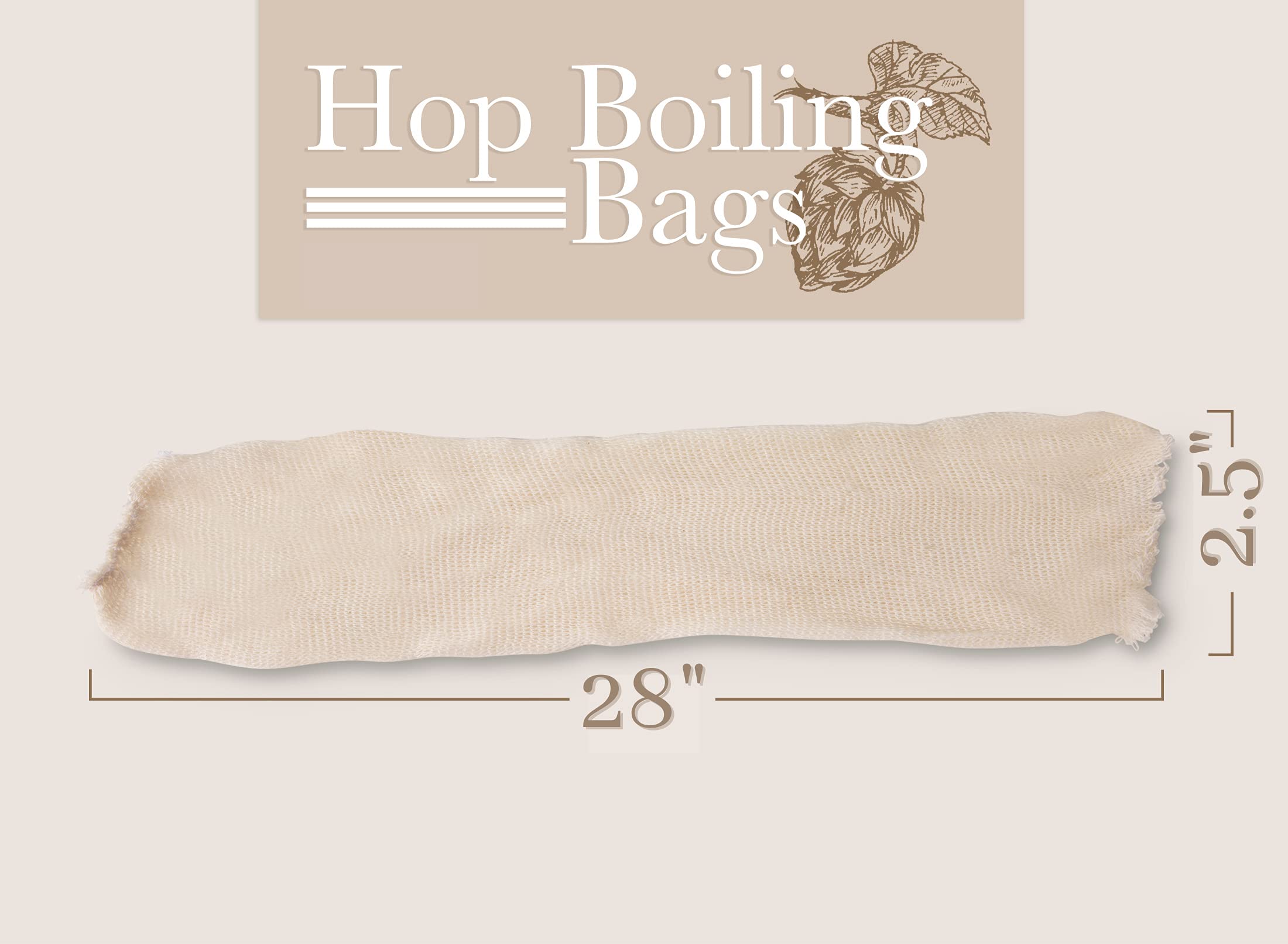 Hops and Grain Muslin Steeping Bag - Cotton Mills Beer Brewing Bags 28” (10 Count) - Microbrew, Homebrew Filtering Accessories - Boiling Bags For Tea, Cooking, Nut Milk, Soups - Hop and Grains Socks