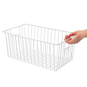 lonpute 16inch Farmhouse Freezer Wire Baskets Organizer Storage Bins Large Organizer Baskets with Handles for Storage, Office, Kitchen, Pantry, Cabinet, Closets - Set of 6 (White 6)