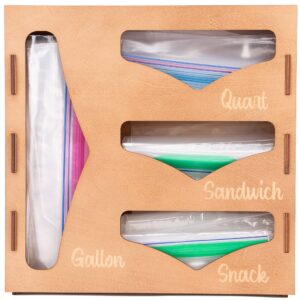 decozion ziplock bag storage organizer - food kitchen drawer zip lock container sandwich bag, plastic baggie dispenser for & cabinet