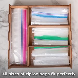 Decozion Ziplock Bag Storage Organizer - Food Kitchen Drawer Zip Lock Container Sandwich Bag, Plastic Baggie Dispenser for & Cabinet