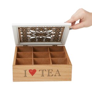 Mind Reader Decorative Tea Bag Organizer, 90 Bags, Countertop Organizer, Coffee Bar, Kitchen, 9.45"L x 9.45"W x 3.15"H, Brown