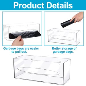 2 Pack Trash Bag Dispenser 10x4x4 Inch Acrylic Garbage Bag Dispenser One Roll of Bags Clear Trash Bag Dispenser, Vertical or Horizontal Wall Mounting Garbage Bag Holder for Kitchen Restaurant Office