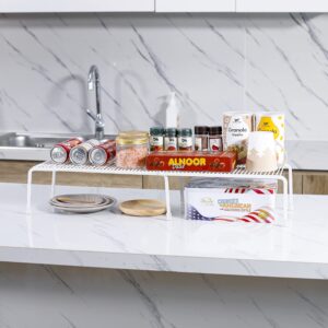 WIRESPIRIT - Expandable Shelf Organizer (2 Pieces) for Countertop, Cupboard, Cabinet, Pantry - Adjustable Kitchen Organization Shelf Rack - White