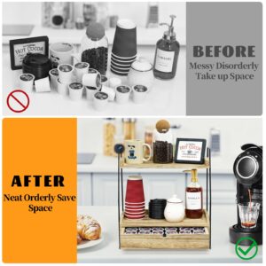 Coffee Bar Accessories and Organizer Countertop, Coffee Station Organizer with Drawer Wood Kitchen Countertop Organizer, Condiment and Snack Organizer for Kitchen, office, bathroom