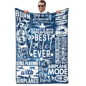 innobeta pilot gifts for men, male, him, aviation airplane gifts, aviator flannel throw blanket, inspirational encouragement gifts for best pilot ever, 50" x 65"