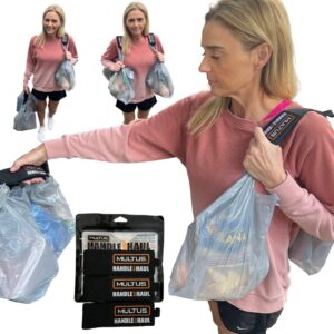 MULTUS Hand or Hands Free Grocery Bag Carrier 3 Pack - Carry Hook and Loop Strap, Plastic Bag Holder and Storage Hanger, All-Purpose Organizer