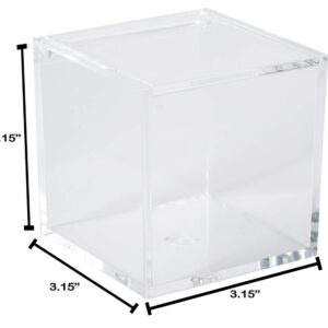 Hammont Acrylic Boxes - Clear Cubes (4 Pack) 3.15x3.15x3.15 | Small Lucite Boxes with Hinged Lids, for Displays, Gifts, Weddings, Jewlery, Parties, Candies & Supplies, Plastic Storage Containers