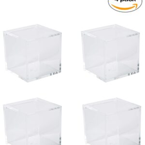 Hammont Acrylic Boxes - Clear Cubes (4 Pack) 3.15x3.15x3.15 | Small Lucite Boxes with Hinged Lids, for Displays, Gifts, Weddings, Jewlery, Parties, Candies & Supplies, Plastic Storage Containers
