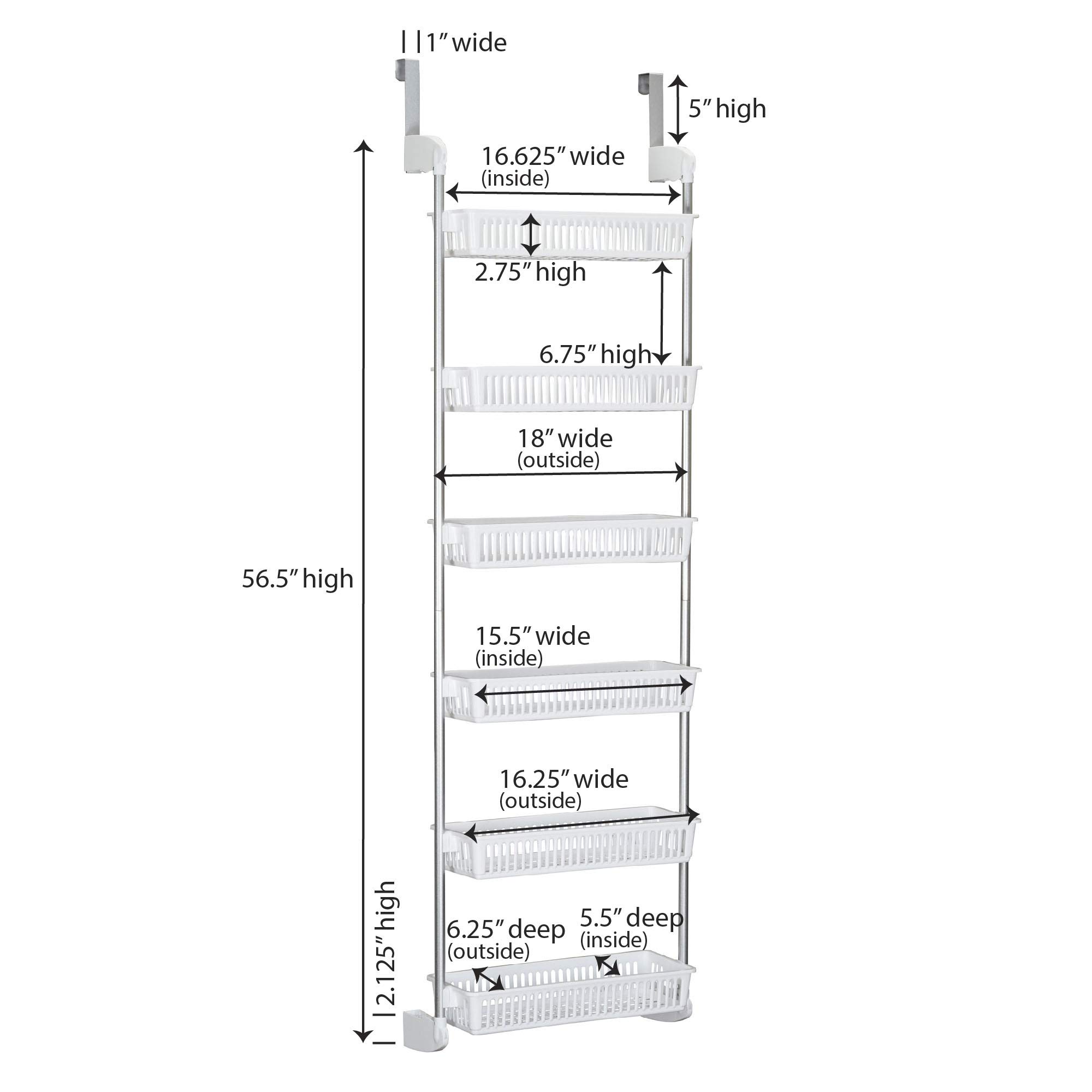 Household Essentials White 6-Tier Basket Over-The-Door Organizer