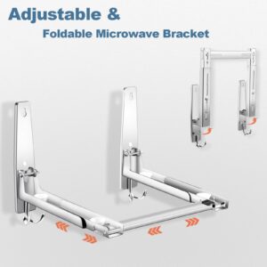 Microwave Bracket Wall Mount, Stainless Steel Microwave Oven Stand Shelf Rack, Heavy Duty and Sturdy Brackets for Kitchen Space Saver, Max Load 100 lbs