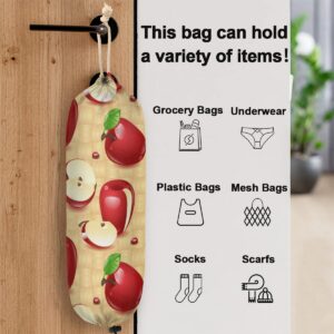 Plastic Bag Holder Red Apples Wall Mount Grocery Bag Holder Wasgable Plastic Bag Dispenser Garbage Bag Organizer for Home Kitchen Decor, Gifts for Women Mom Family Friends