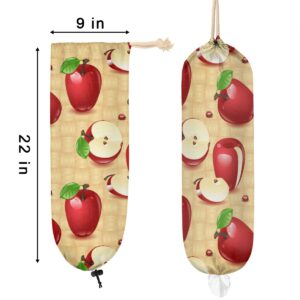 Plastic Bag Holder Red Apples Wall Mount Grocery Bag Holder Wasgable Plastic Bag Dispenser Garbage Bag Organizer for Home Kitchen Decor, Gifts for Women Mom Family Friends