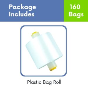 Plastic Produce Bags on a Roll, Disposable or Reusable, Self-service food storage for Fruit, Vegetables, Snacks & Waste, with Side Holders for Dispenser, Small garbage bags