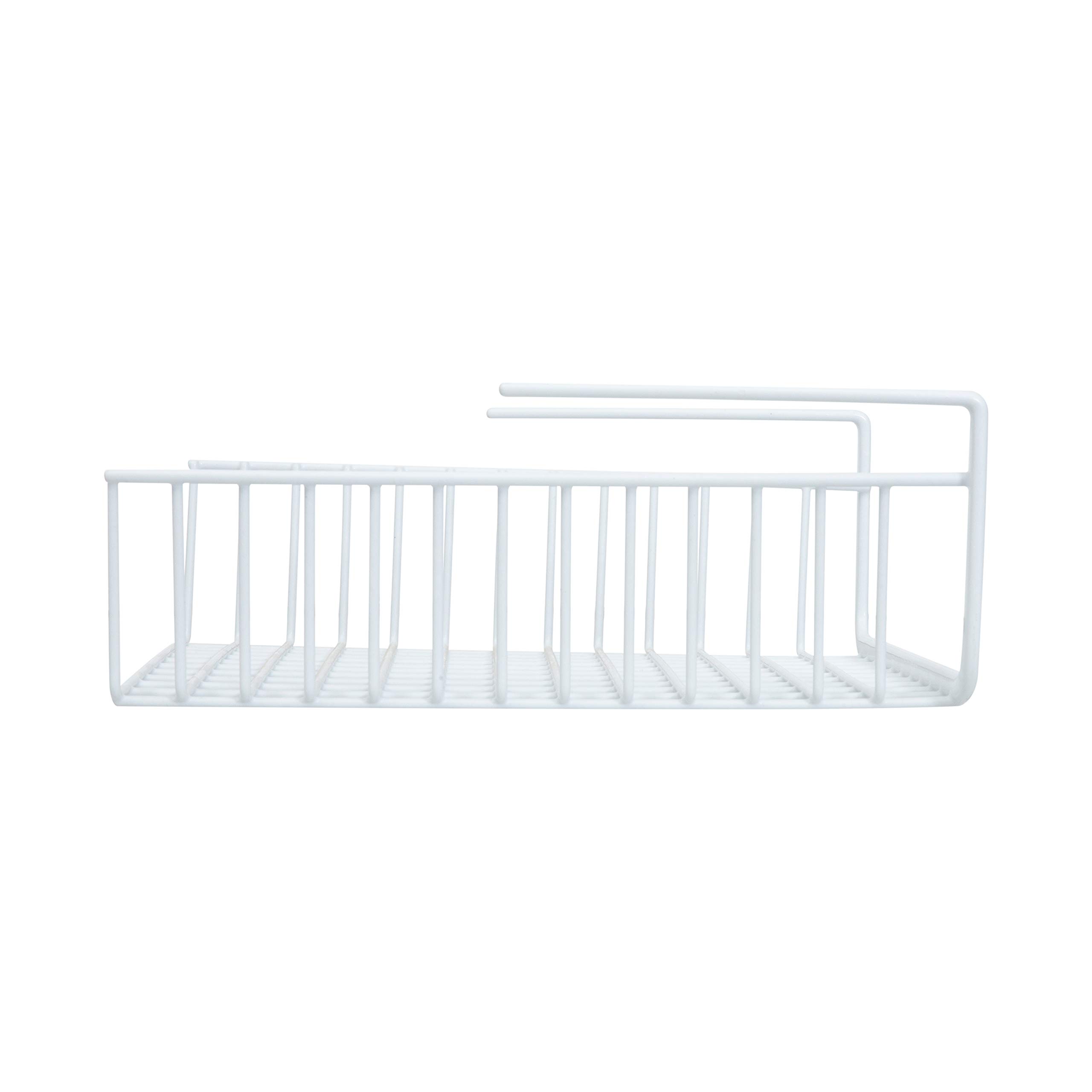 Organize It All Under Shelf Hanging Basket White Wire Rack | Dimensions : 13.5 x 12.5 x 5.13 inches | Great for Kitchen | Kitchen Storage | White