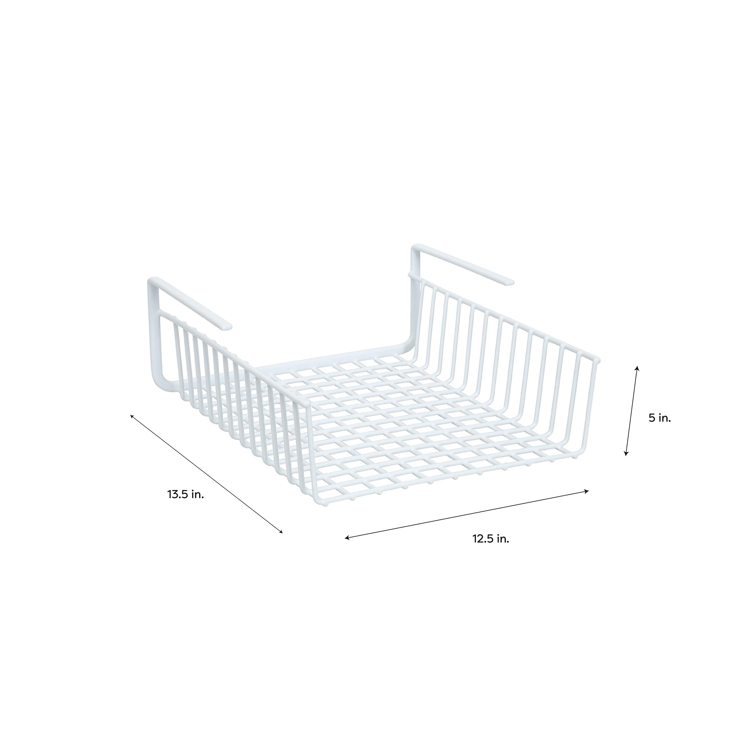 Organize It All Under Shelf Hanging Basket White Wire Rack | Dimensions : 13.5 x 12.5 x 5.13 inches | Great for Kitchen | Kitchen Storage | White