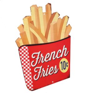 french fries embossed metal sign - vintage diner french fries sign for kitchen or man cave
