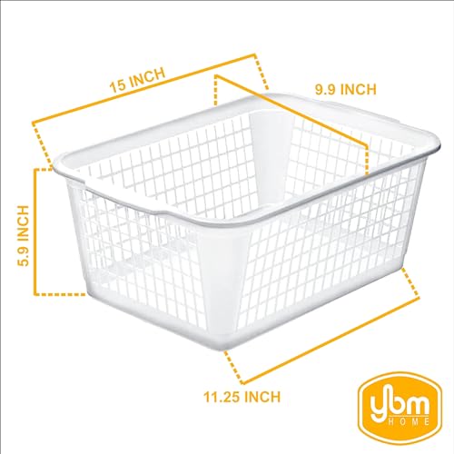 YBM HOME Plastic Perforated Storage Basket Bin Office Drawer, Shelf Desktop Countertop Tray Organizer 32-1184 (1, Pink)