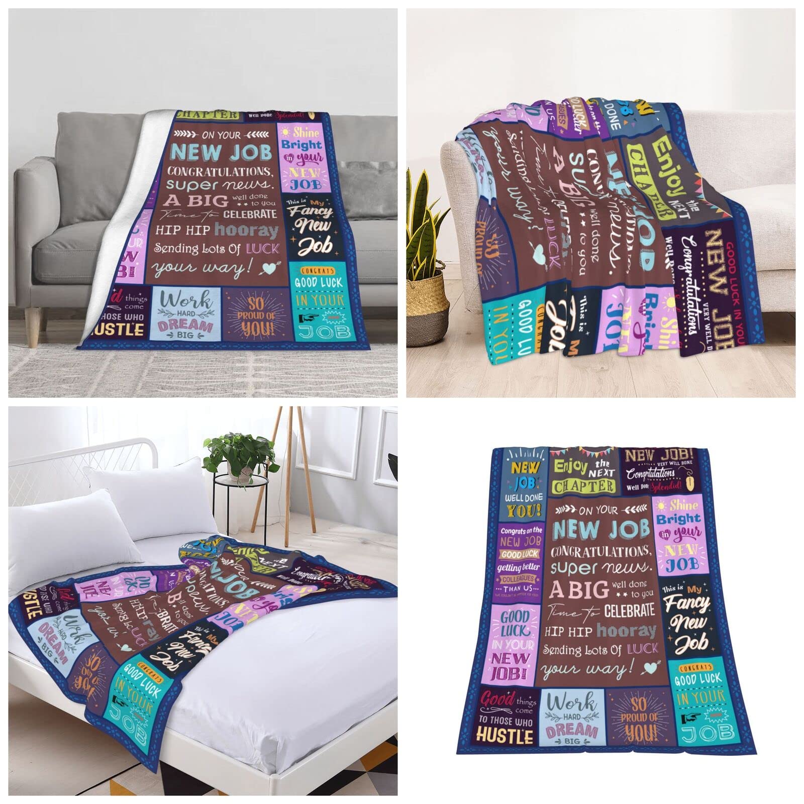 Sqovulw New Job Gift for Women, Promotion Gifts for Women, Congratulations Gifts for Women, New Job Gift for Coworker Leaving for New Job Going Away, Congratulations Promotion Gift Blanket 60x50 Inch